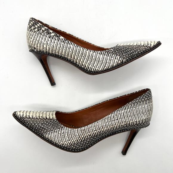 COACH Heels Womens 6 Black White Beadchain Pump in Snakeskin Leather Stiletto - Picture 6 of 12